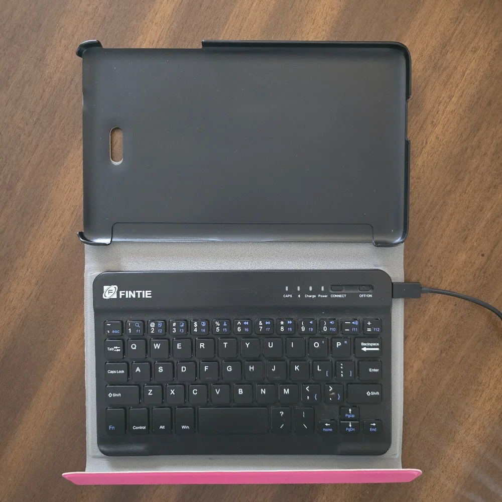 ❤️Pink Tablet Case with Floral Sleeve & Wireless Keyboard